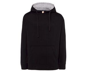 JHK JK266 - Contrast hoodie 265 Black/Ash Melange