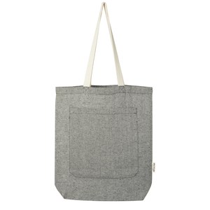 PF Concept 120643 - Pheebs 150 g/m² recycled cotton tote bag with front pocket 9L Heather Black